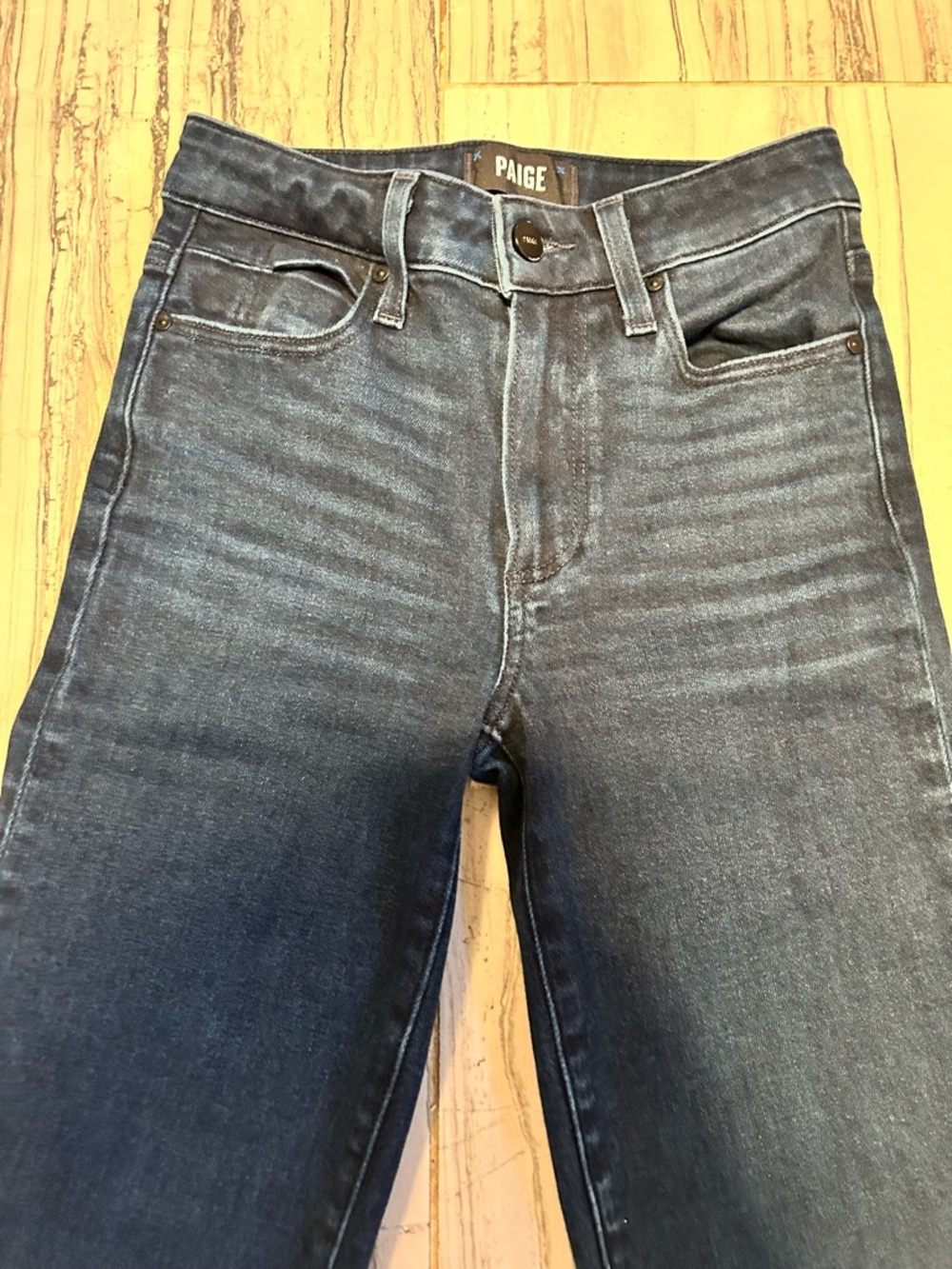 PAIGE Genevieve Dark Blue Flare Stretch Jeans 30” Inseam in Color Novela - Picture 14 of 16